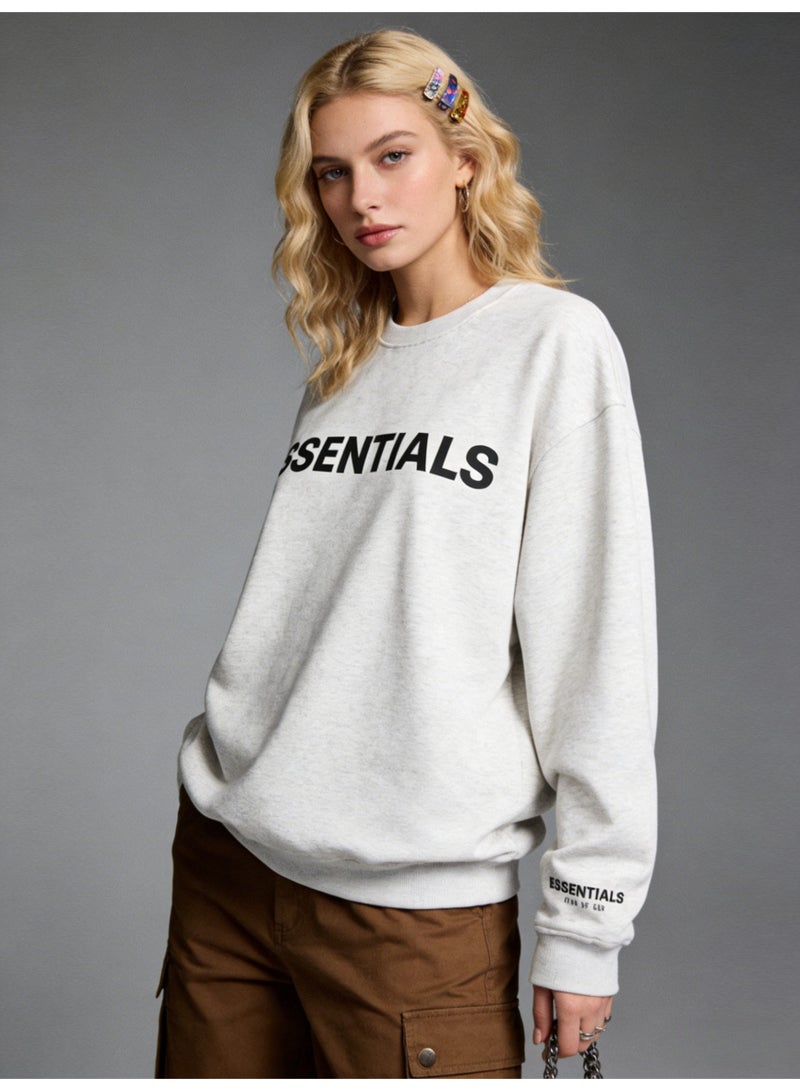 إيسنشالز ESSENTIALS letter printed round neck sweater heavy terry cotton loose shoulder coat American high street genderless couple - Image 2